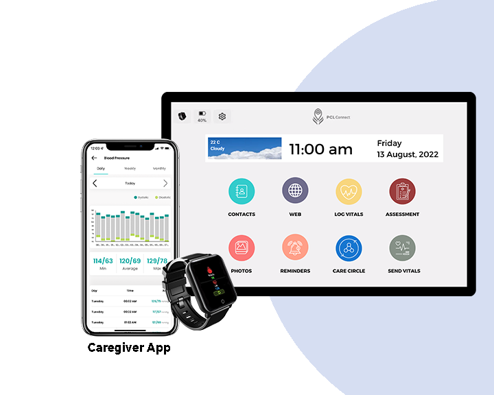 PCL Wellness Watch with PCL Connect app & Caregiver App